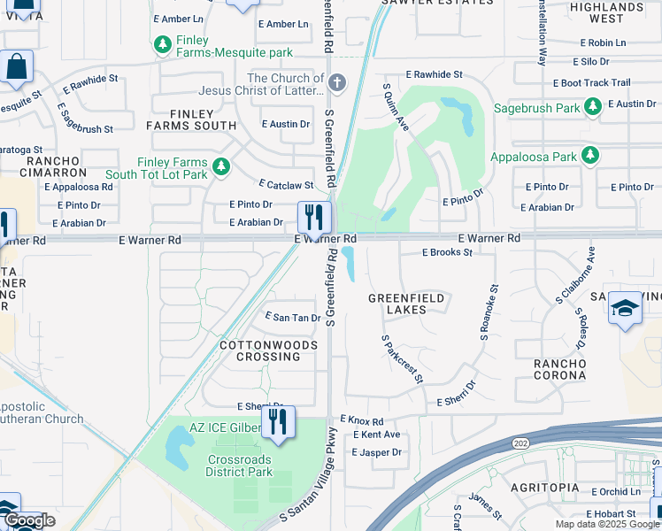 map of restaurants, bars, coffee shops, grocery stores, and more near in Gilbert
