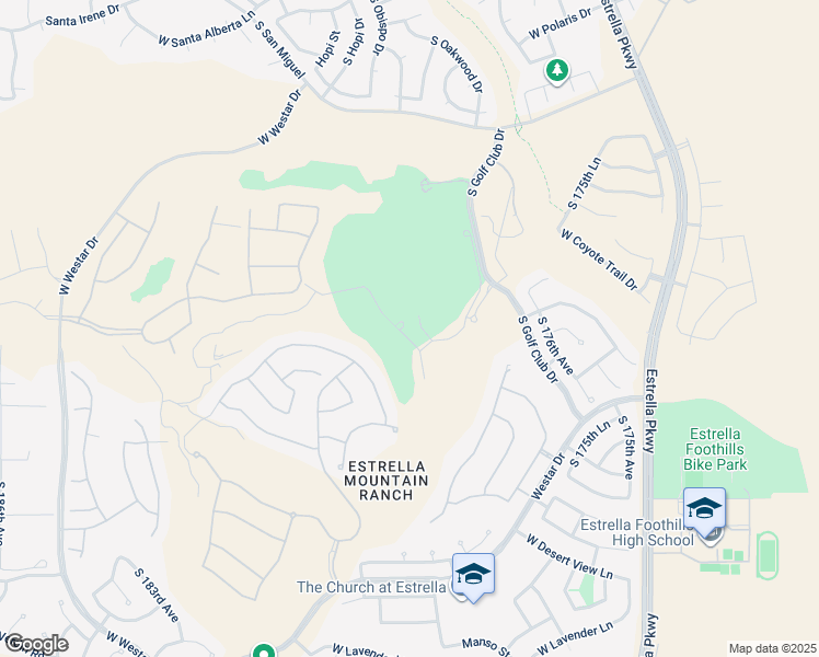 map of restaurants, bars, coffee shops, grocery stores, and more near 12325 South 179th Avenue in Goodyear