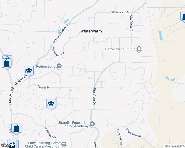 map of restaurants, bars, coffee shops, grocery stores, and more near 3121 Alta Verde Drive in Fallbrook
