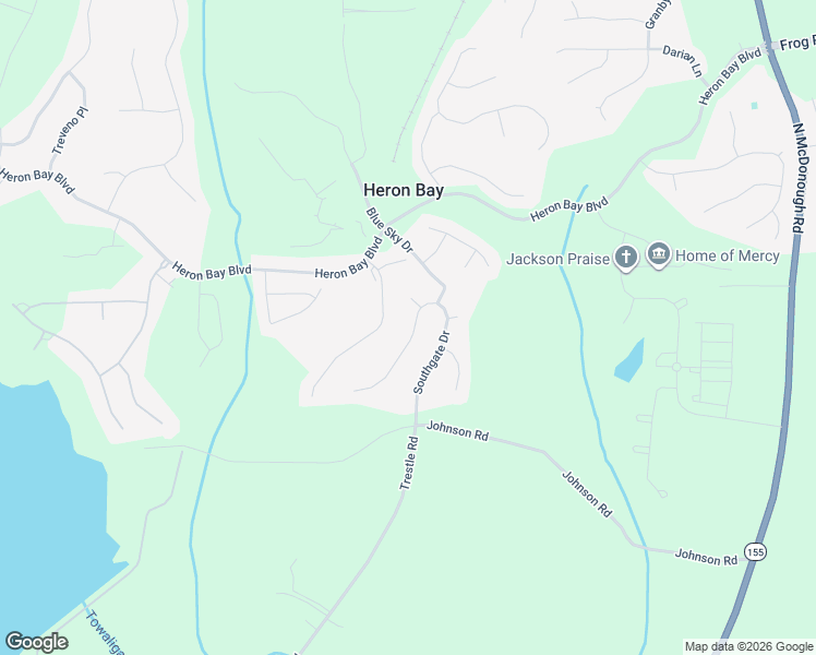 map of restaurants, bars, coffee shops, grocery stores, and more near 338 Southgate Drive in Locust Grove