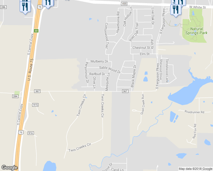 map of restaurants, bars, coffee shops, grocery stores, and more near 1717 Mesquite Lane in Anna