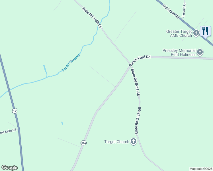 map of restaurants, bars, coffee shops, grocery stores, and more near 1122 Bunch Ford Road in Holly Hill