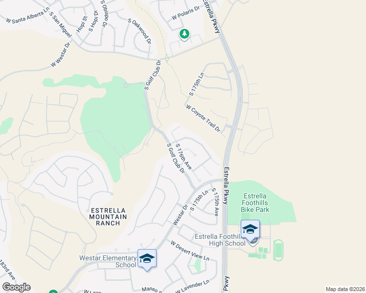 map of restaurants, bars, coffee shops, grocery stores, and more near 17573 West Agave Court in Goodyear