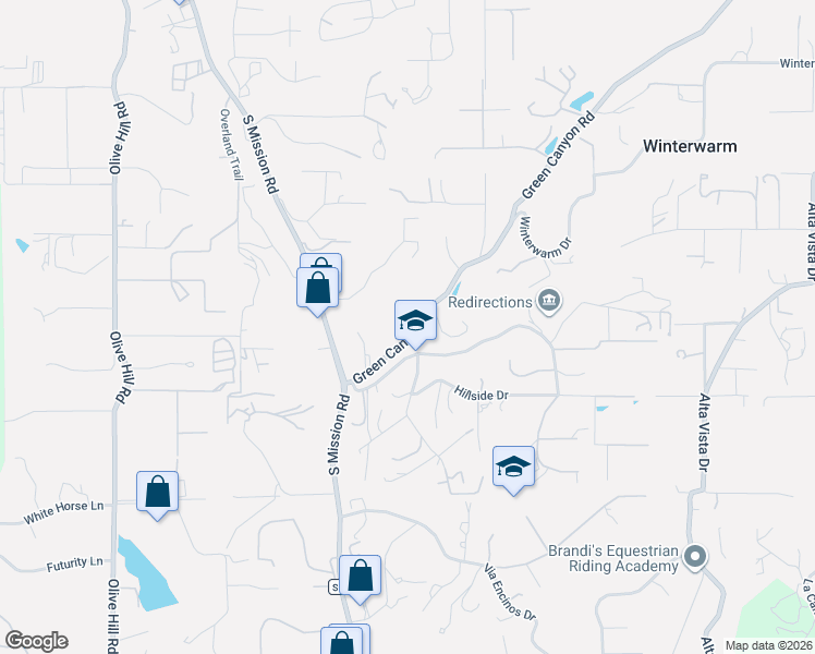 map of restaurants, bars, coffee shops, grocery stores, and more near 3203 Green Canyon Road in Fallbrook