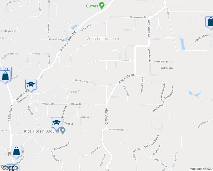 map of restaurants, bars, coffee shops, grocery stores, and more near 3225 Alta Verde Drive in Fallbrook