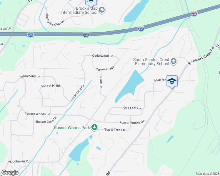 map of restaurants, bars, coffee shops, grocery stores, and more near 3678 Guyton Road in Hoover