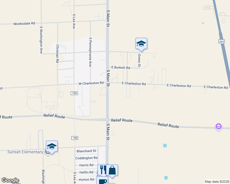 map of restaurants, bars, coffee shops, grocery stores, and more near 5411 South Main Street in Roswell