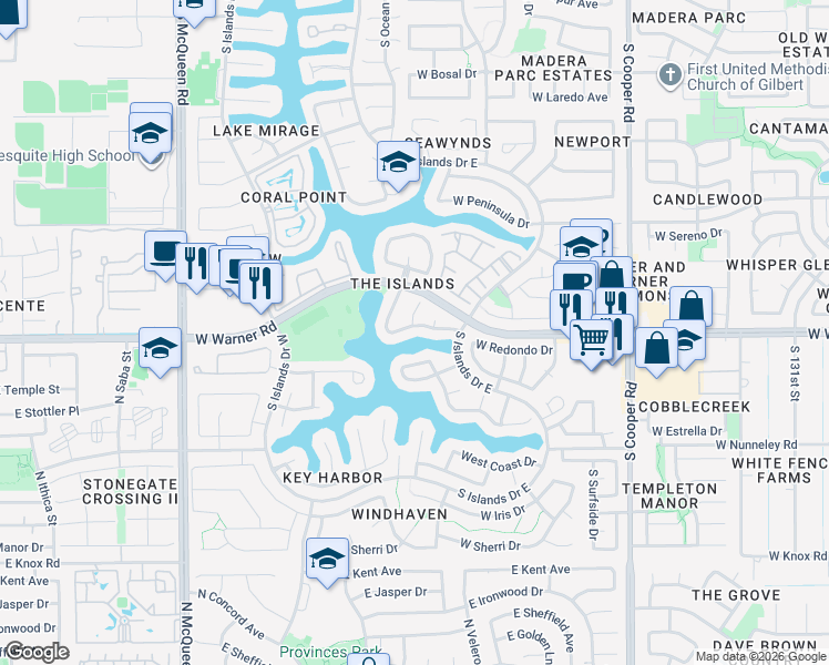 map of restaurants, bars, coffee shops, grocery stores, and more near in Gilbert