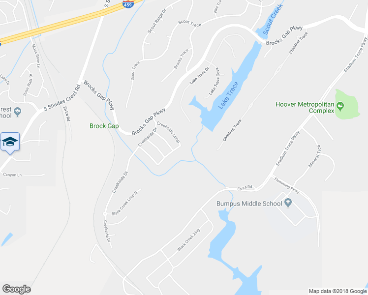 map of restaurants, bars, coffee shops, grocery stores, and more near 5266 Creekside Loop in Hoover