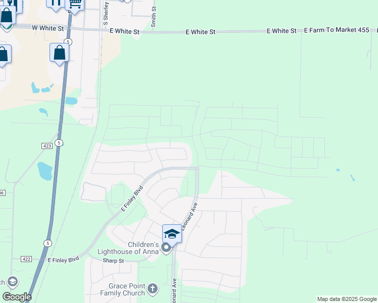 map of restaurants, bars, coffee shops, grocery stores, and more near 1713 Katelynn Lane in Anna