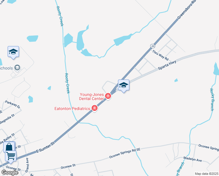 map of restaurants, bars, coffee shops, grocery stores, and more near 101 Greensboro Road in Eatonton