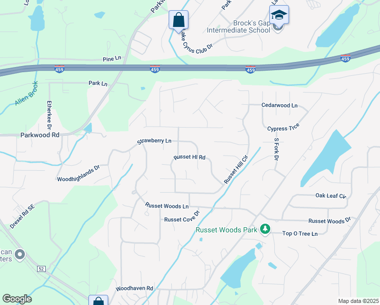 map of restaurants, bars, coffee shops, grocery stores, and more near 1812 Strawberry Lane in Hoover