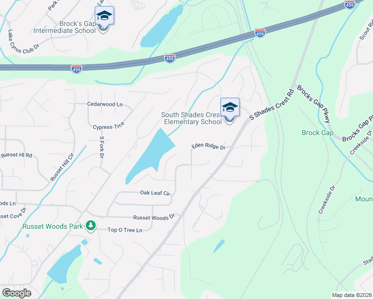 map of restaurants, bars, coffee shops, grocery stores, and more near 1428 Eden Ridge Drive in Birmingham