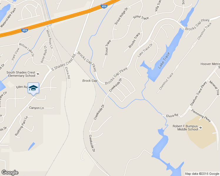 map of restaurants, bars, coffee shops, grocery stores, and more near 1543 Creekside Drive in Birmingham
