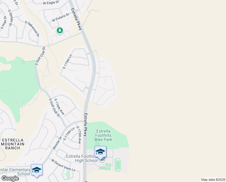 map of restaurants, bars, coffee shops, grocery stores, and more near 17227 West Desert Sage Drive in Goodyear