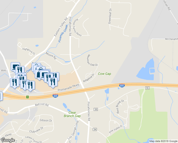 map of restaurants, bars, coffee shops, grocery stores, and more near 4915 Owens Loop in Bessemer