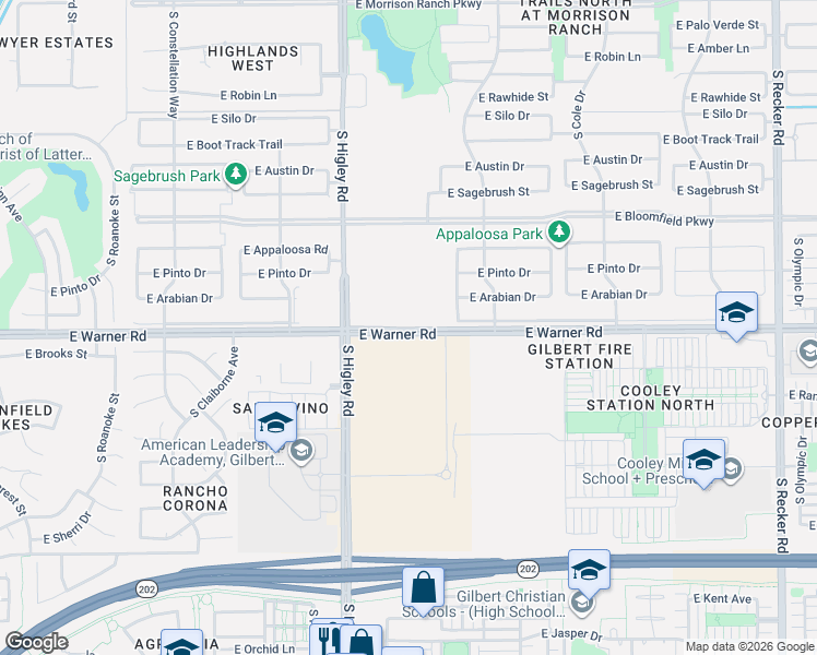 map of restaurants, bars, coffee shops, grocery stores, and more near in Gilbert