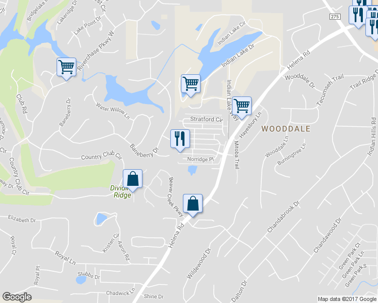 map of restaurants, bars, coffee shops, grocery stores, and more near 121 Stratshire Lane in Pelham