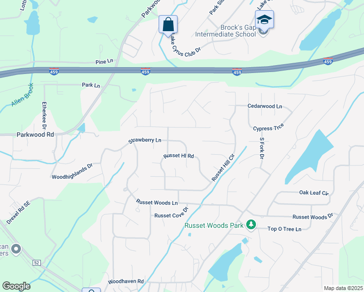 map of restaurants, bars, coffee shops, grocery stores, and more near 1812 Strawberry Lane in Hoover