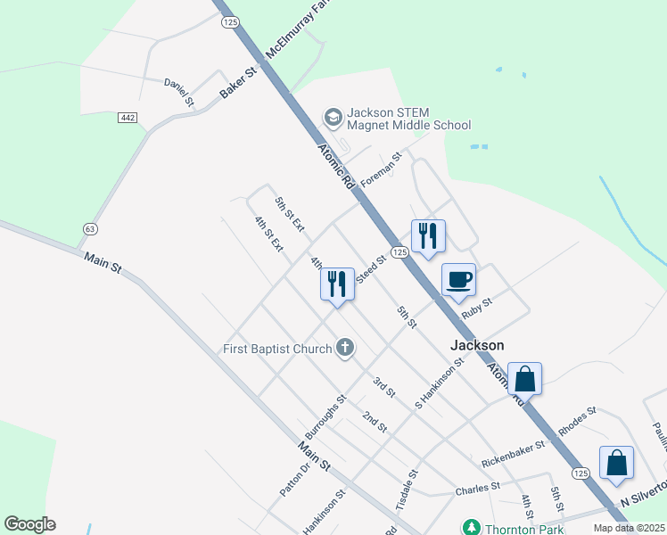 map of restaurants, bars, coffee shops, grocery stores, and more near 507 4th Street in Jackson