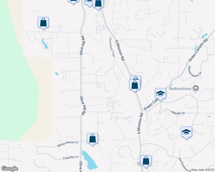 map of restaurants, bars, coffee shops, grocery stores, and more near 2449 Trails End in Fallbrook