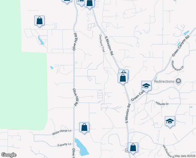 map of restaurants, bars, coffee shops, grocery stores, and more near 2449 Trails End in Fallbrook