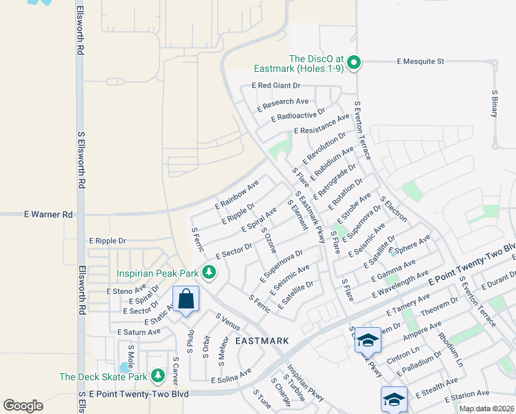 map of restaurants, bars, coffee shops, grocery stores, and more near in Mesa