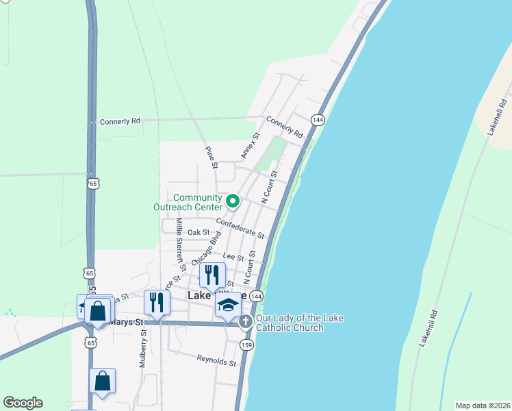 map of restaurants, bars, coffee shops, grocery stores, and more near 108 Highway Street in Lake Village