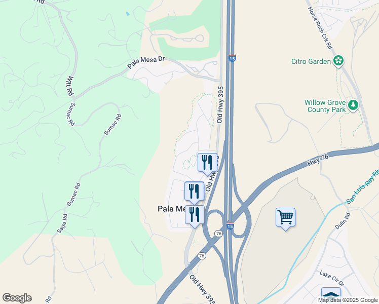 map of restaurants, bars, coffee shops, grocery stores, and more near 4634 Silent Knoll Drive in Fallbrook
