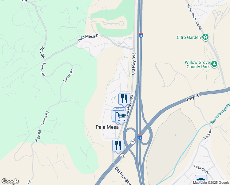 map of restaurants, bars, coffee shops, grocery stores, and more near 4634 Silent Knoll Drive in Fallbrook