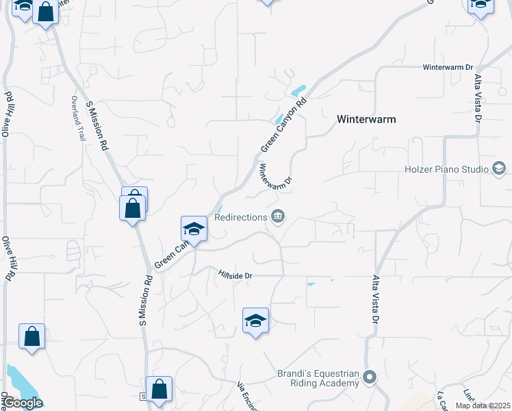 map of restaurants, bars, coffee shops, grocery stores, and more near 3088 Four Clover Court in Fallbrook