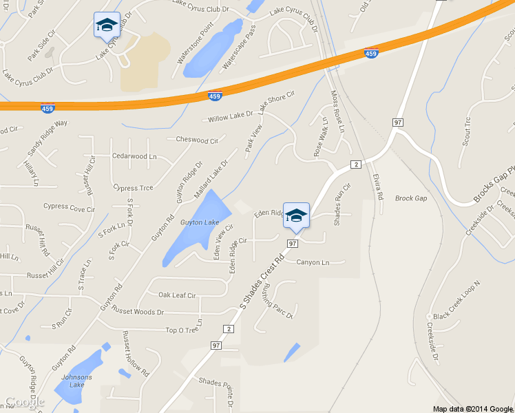 map of restaurants, bars, coffee shops, grocery stores, and more near 1428 Eden Ridge Drive in Birmingham