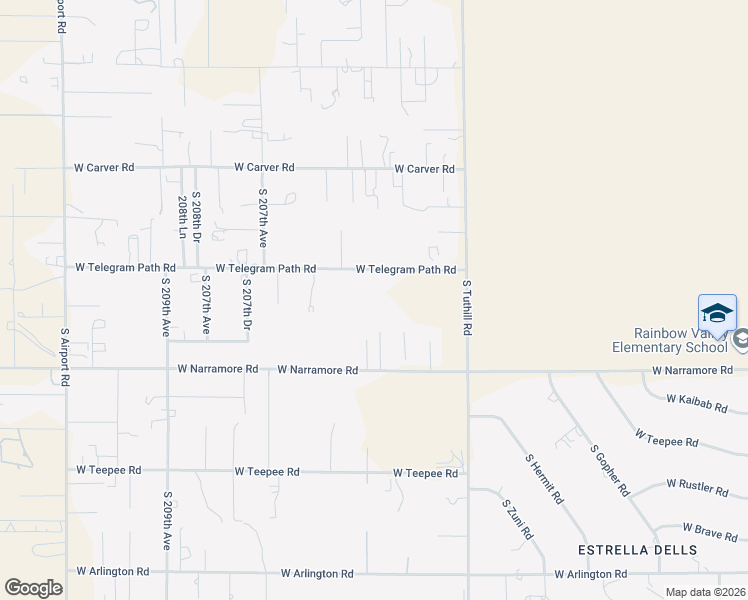 map of restaurants, bars, coffee shops, grocery stores, and more near 12010 South 204th Lane in Buckeye