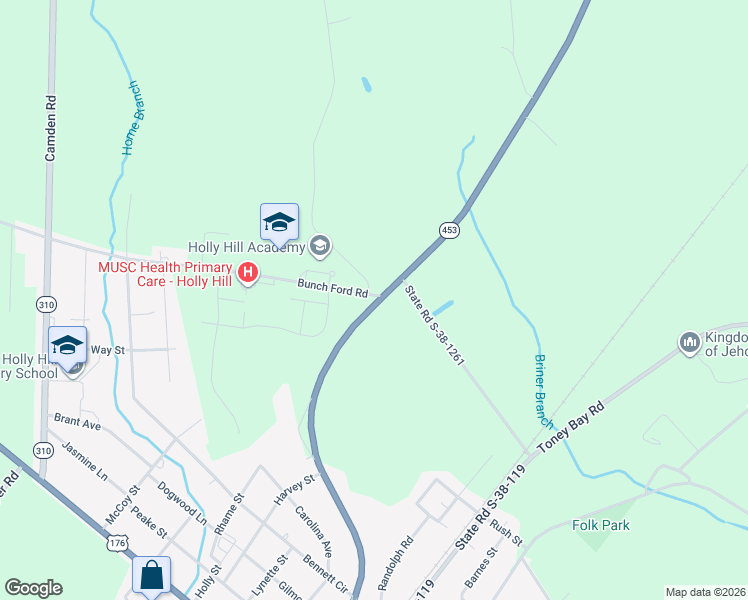 map of restaurants, bars, coffee shops, grocery stores, and more near 119 Off Highway in Holly Hill