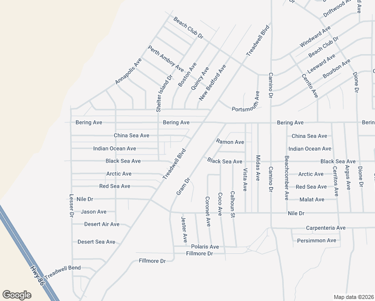 map of restaurants, bars, coffee shops, grocery stores, and more near 2864 Treadwell Boulevard in Thermal
