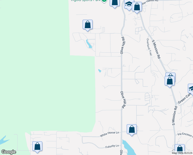 map of restaurants, bars, coffee shops, grocery stores, and more near 3013 Olive Hill Road in Fallbrook
