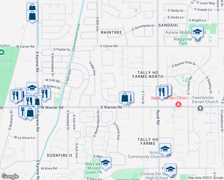map of restaurants, bars, coffee shops, grocery stores, and more near in Tempe