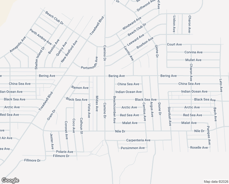 map of restaurants, bars, coffee shops, grocery stores, and more near Indian Ocean Avenue in Salton City