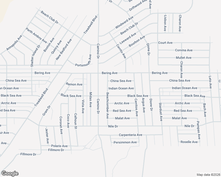 map of restaurants, bars, coffee shops, grocery stores, and more near Indian Ocean Avenue in Salton City