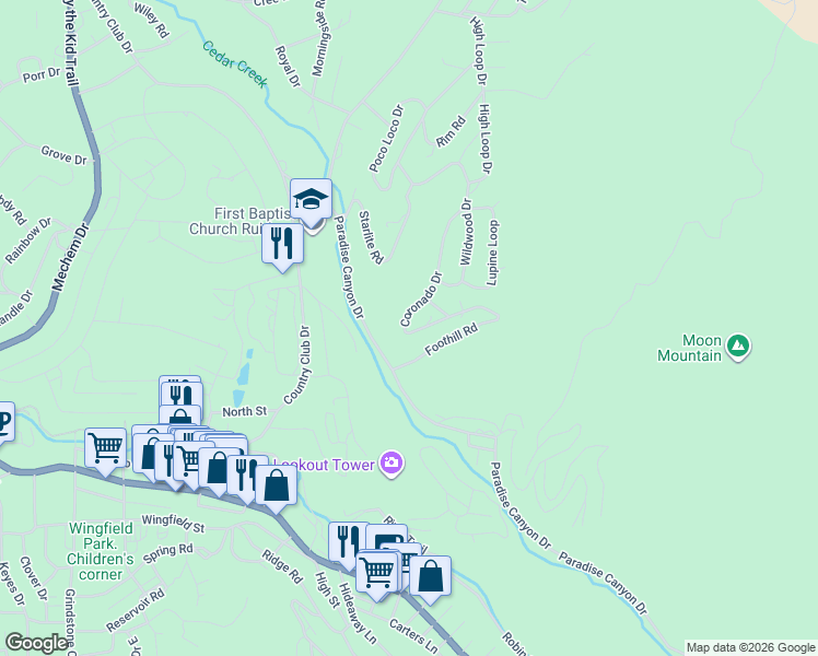 map of restaurants, bars, coffee shops, grocery stores, and more near 122 Coronado Drive in Ruidoso