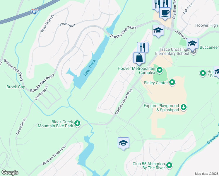 map of restaurants, bars, coffee shops, grocery stores, and more near 5760 Chestnut Trace in Birmingham