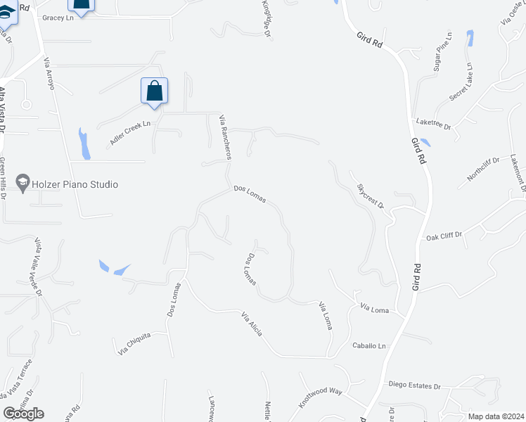 map of restaurants, bars, coffee shops, grocery stores, and more near 2644 Dos Lomas in Fallbrook