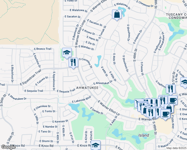 map of restaurants, bars, coffee shops, grocery stores, and more near 4308 East Ponca Street in Phoenix