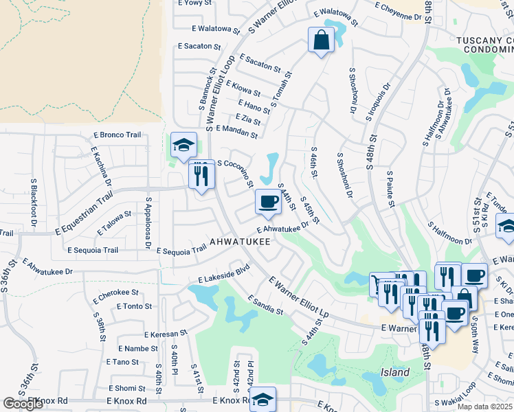 map of restaurants, bars, coffee shops, grocery stores, and more near 4308 East Ponca Street in Phoenix