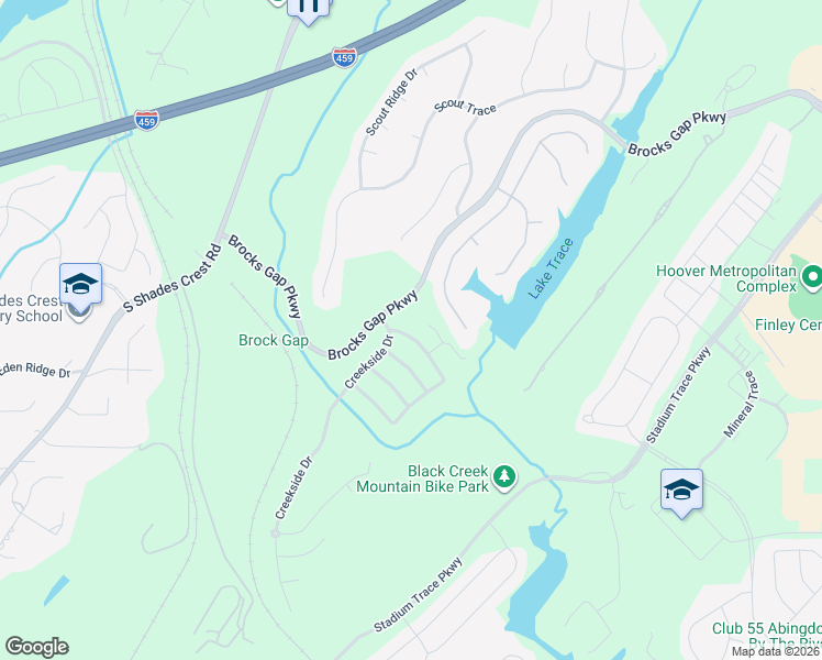 map of restaurants, bars, coffee shops, grocery stores, and more near 1550 Brocks Gap Parkway in Birmingham
