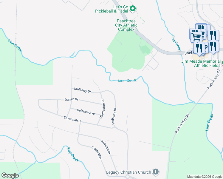 map of restaurants, bars, coffee shops, grocery stores, and more near 325 Mulberry Drive in Senoia