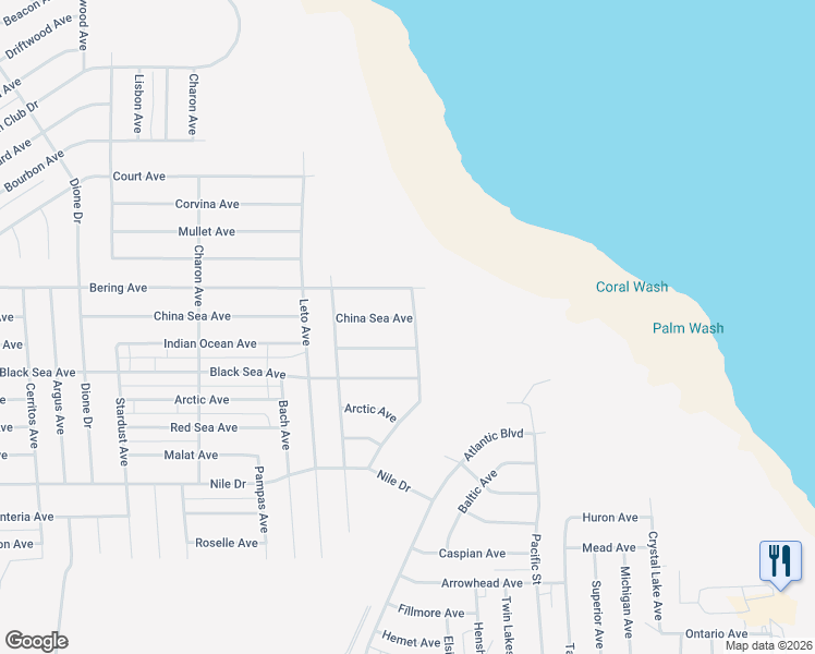 map of restaurants, bars, coffee shops, grocery stores, and more near 1165 China Sea Avenue in Thermal