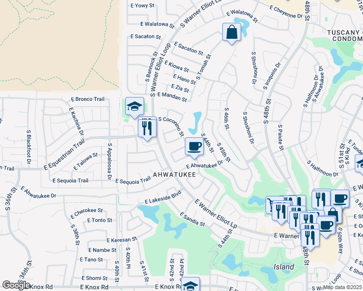 map of restaurants, bars, coffee shops, grocery stores, and more near 4308 East Ponca Street in Phoenix