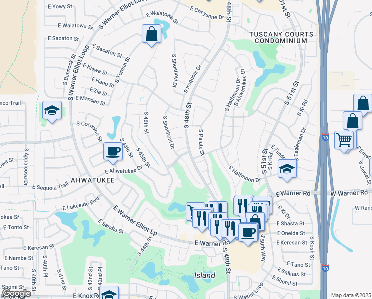 map of restaurants, bars, coffee shops, grocery stores, and more near 4777 E Ute Ct in Phoenix