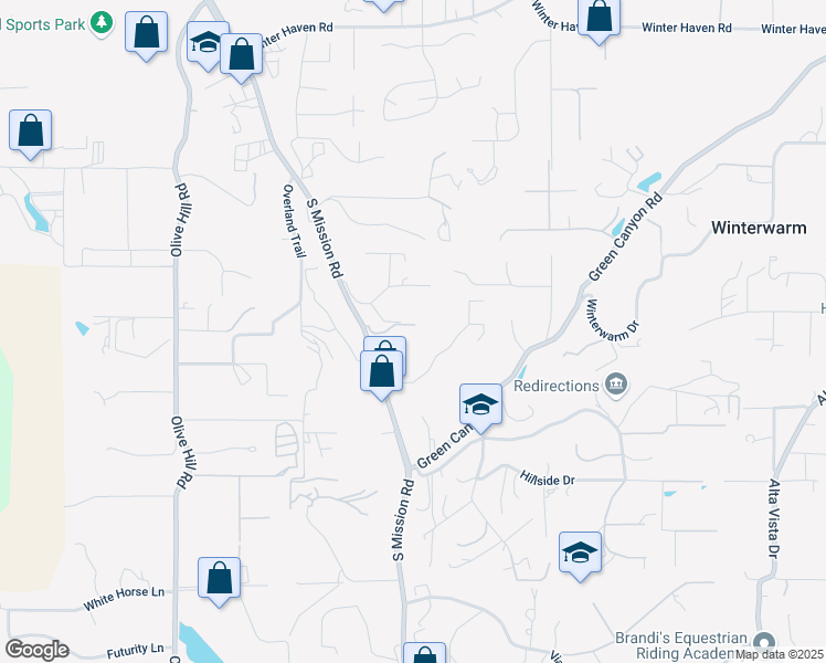 map of restaurants, bars, coffee shops, grocery stores, and more near 1065 Silver Springs Lane in Fallbrook